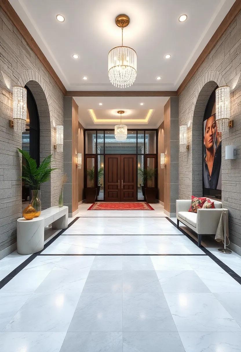 Crystal Wall Sconces Lending Sparkle and Depth To Elegant Yet Inviting Entry Spaces