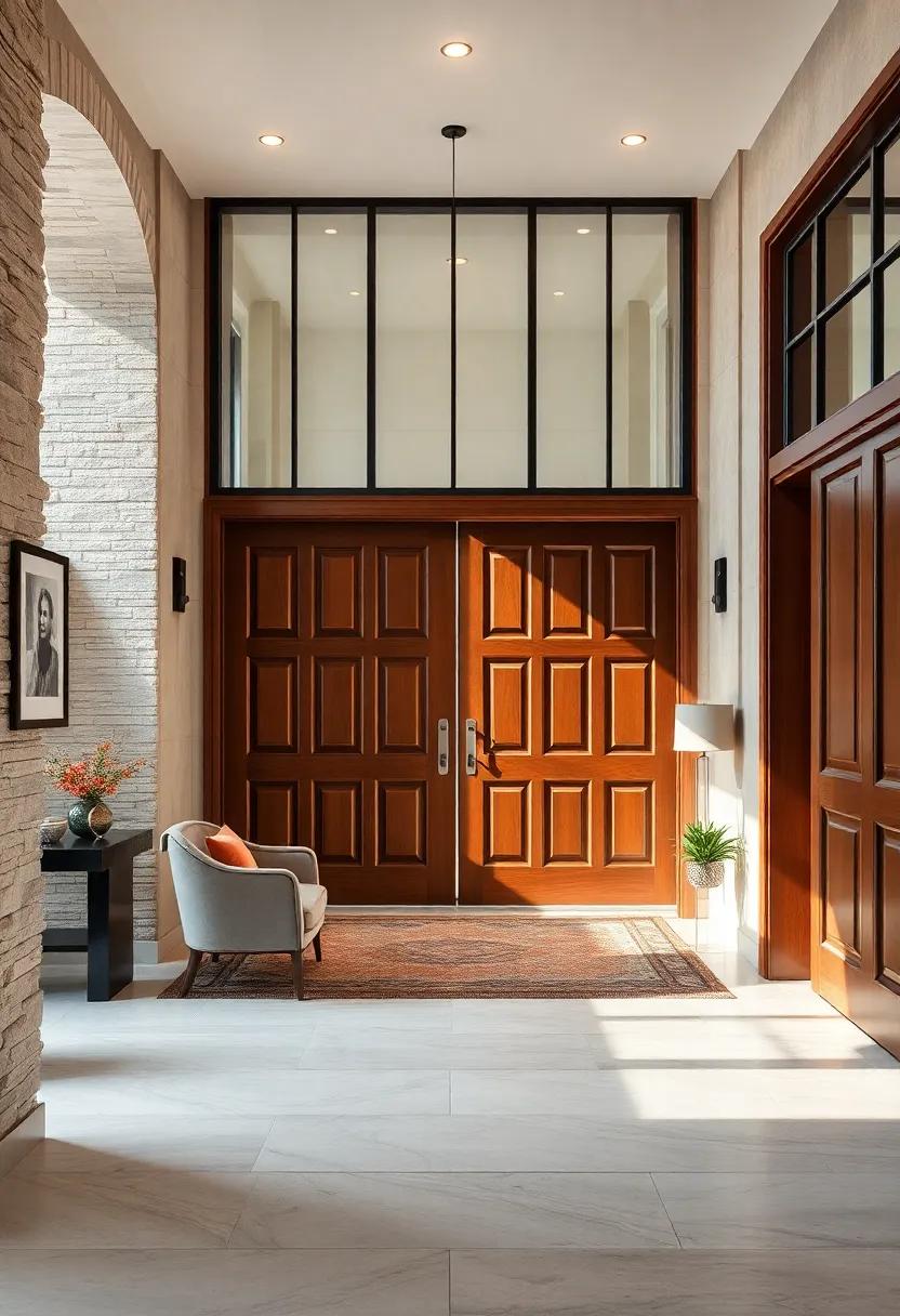 Custom Crafted Mahogany Doors Featuring Classic Raised Panels and Decorative Ironwork