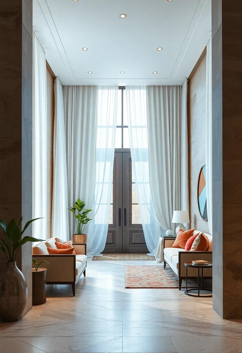 Delicate Silk Draperies Framing Grand Doorways With a Floaty, Luxurious Presence