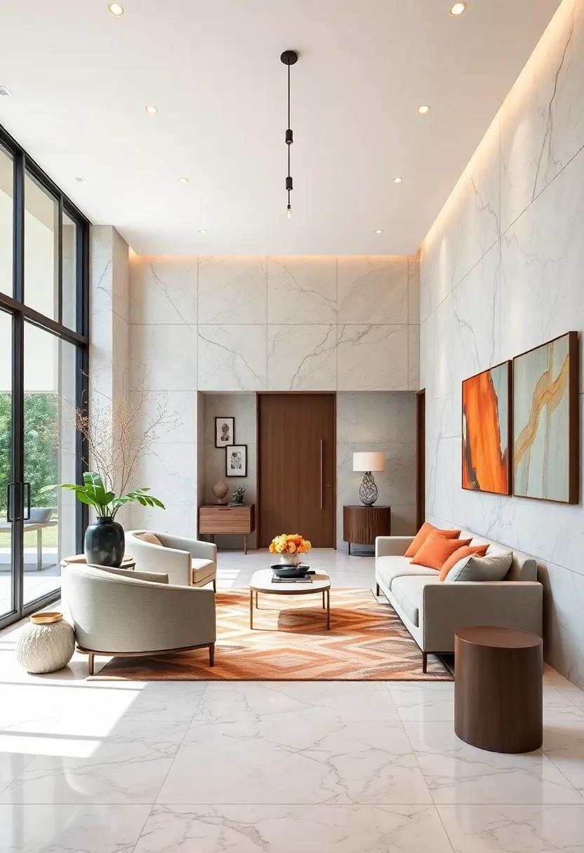 Elevate Your Entryway With Marble and Quartz Surfaces Radiating Sophistication and Timeless Luxury