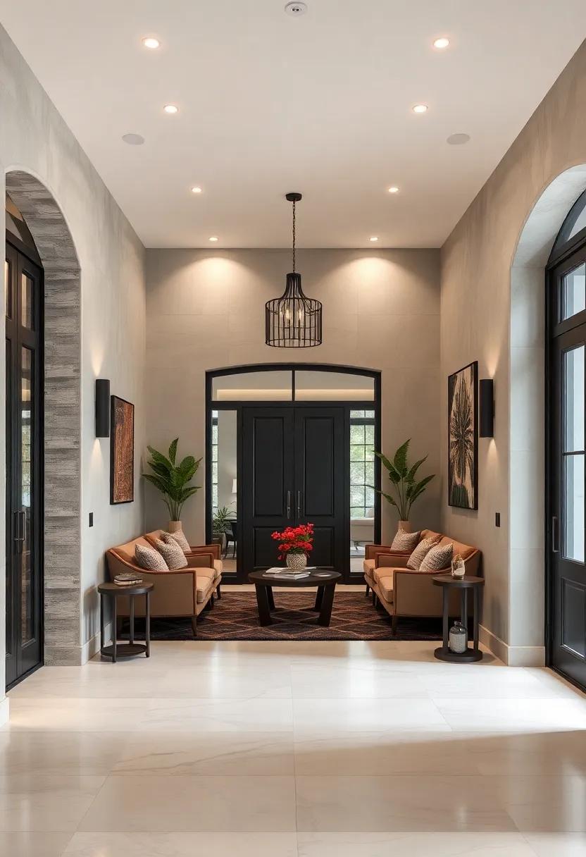 Matte Black Fixtures and Accents Delivering Sleek Sophistication to Contemporary Entryways