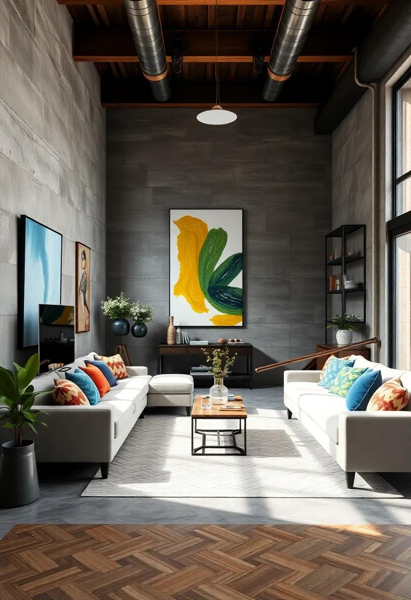 Eclectic Mix Of Industrial Furnishings And Contemporary Art Providing A Dynamic Urban Atmosphere