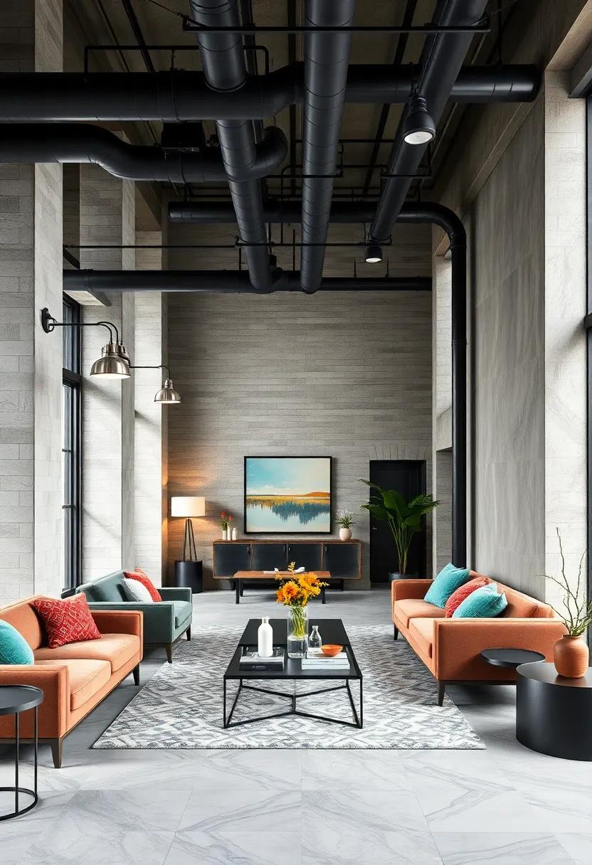 Exposed Ductwork And Pipes Painted Matte Black For A Bold, Architectural Touch In High-Rise Living