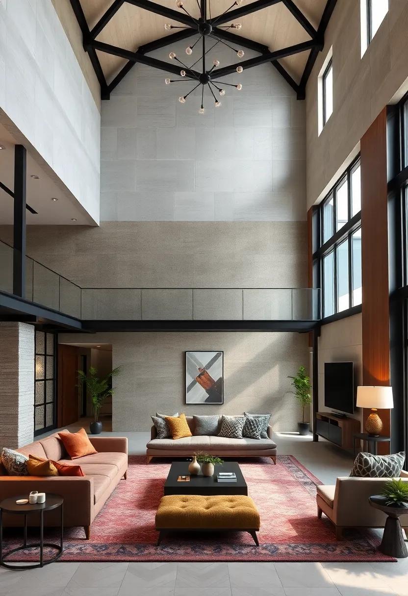 High Ceilings With Black Steel Beams Highlighting The Spaciousness And Modernity Of Luxury Apartments