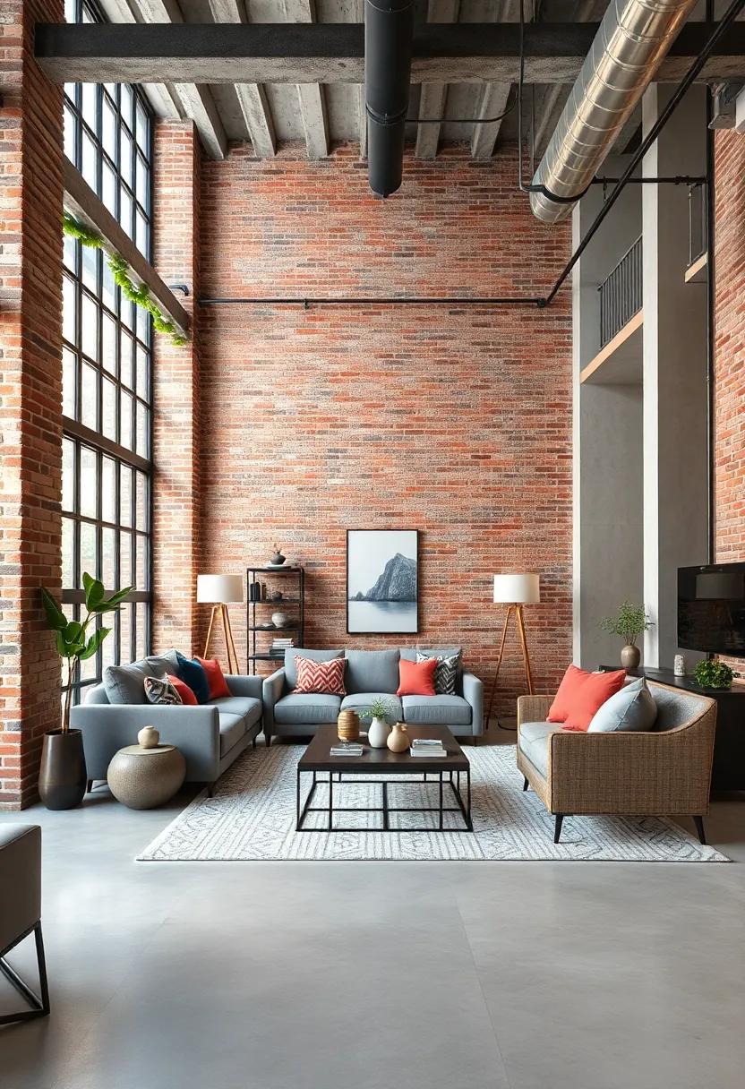 Urban Loft Interiors With Exposed Brick Walls And Sleek Metal Accents For A Bold Industrial Statement