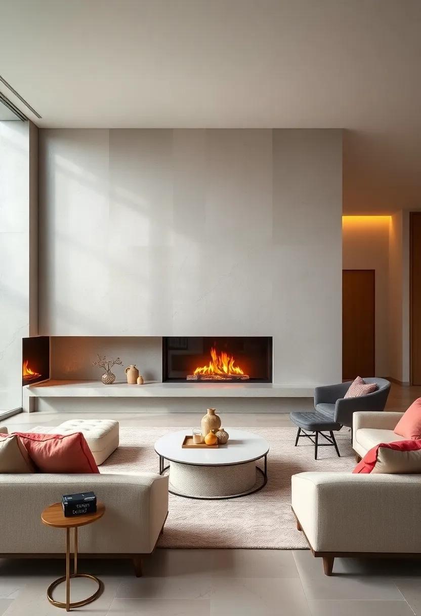 Minimalist Fireplaces Serving as Warm, Inviting Focal Points in Luxury Chic Settings