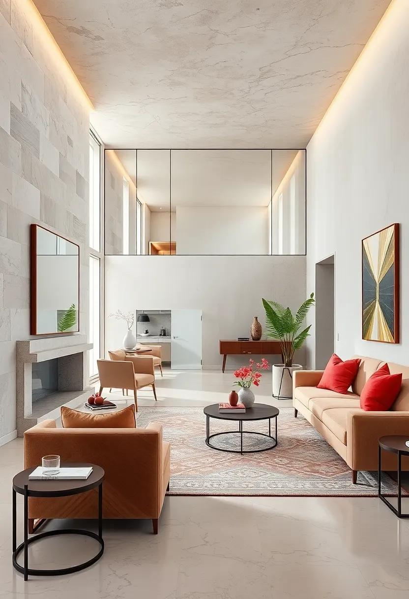 Strategic Use of Mirrors Amplifying Space and Light in Luxury Minimalist Layouts