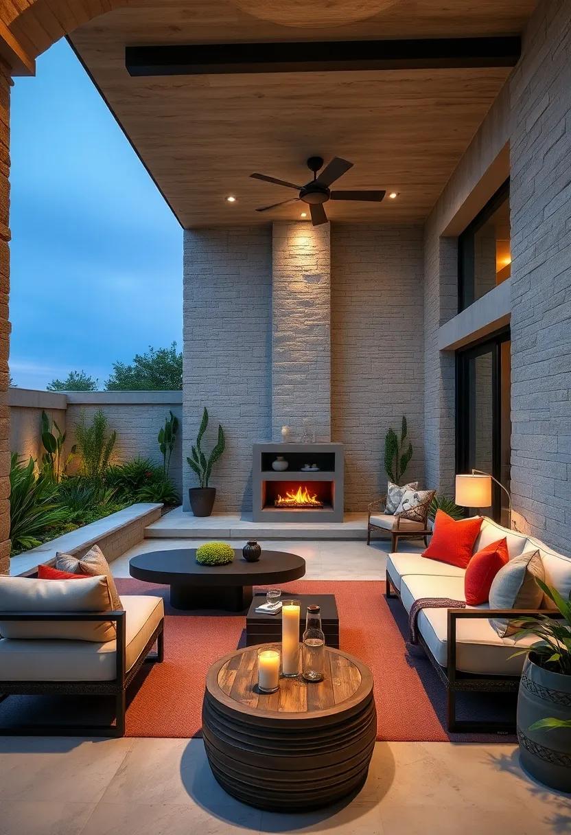 Elevate Outdoor Lounging Areas With Luxurious Stone Textures And Ambient Lighting For Evening Relaxation