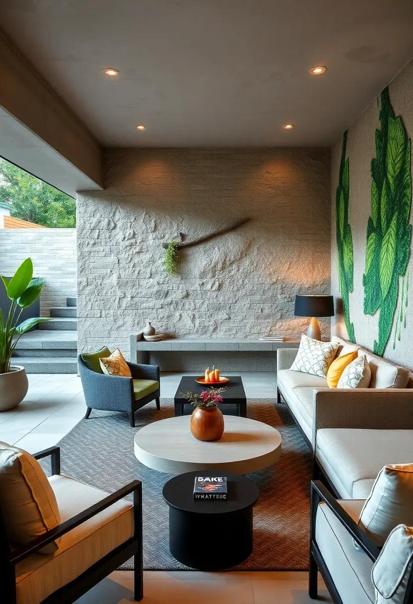 Bring In Artistic Flair With Textured Wall Murals Inspired By Nature, Framing Your Backyard Setting