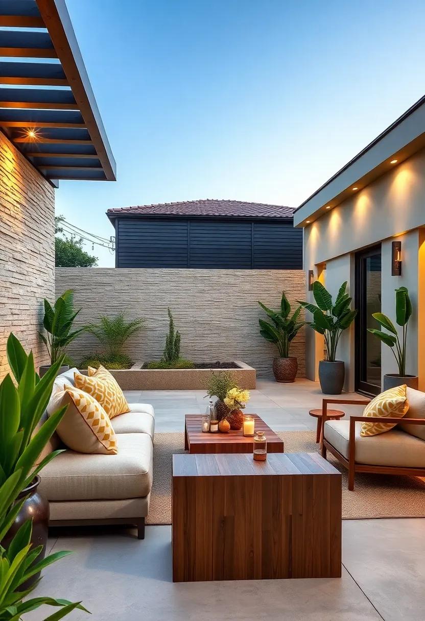 Blend Modern Metal Accents With Smooth Concrete Textures For A Sleek And Contemporary Backyard Look