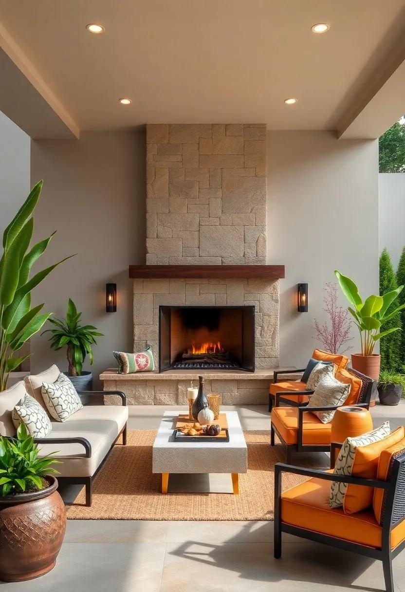 Natural Stone Fireplaces Highlighted by Elegant Brass Surrounds and Custom Detailing