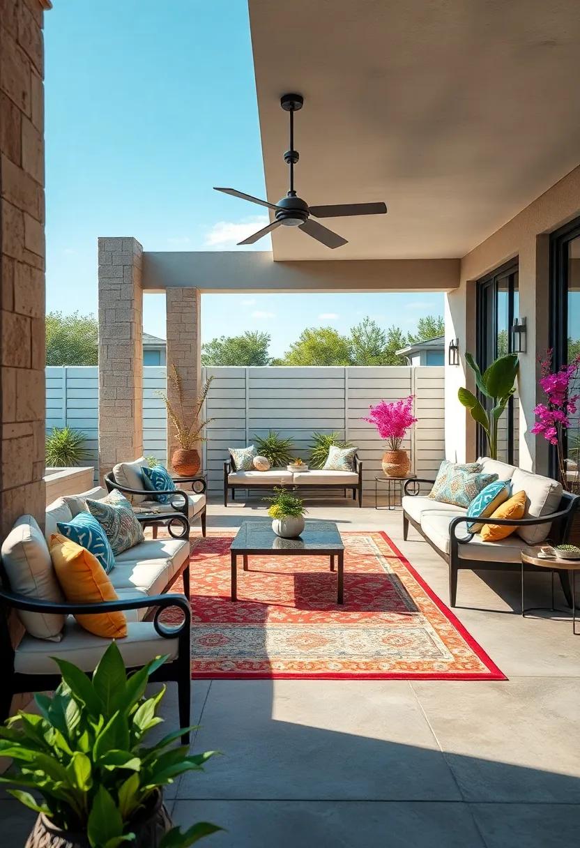 Outdoor Rugs with Bold Patterns and Rich Colors that Complement Premium Patio Furniture