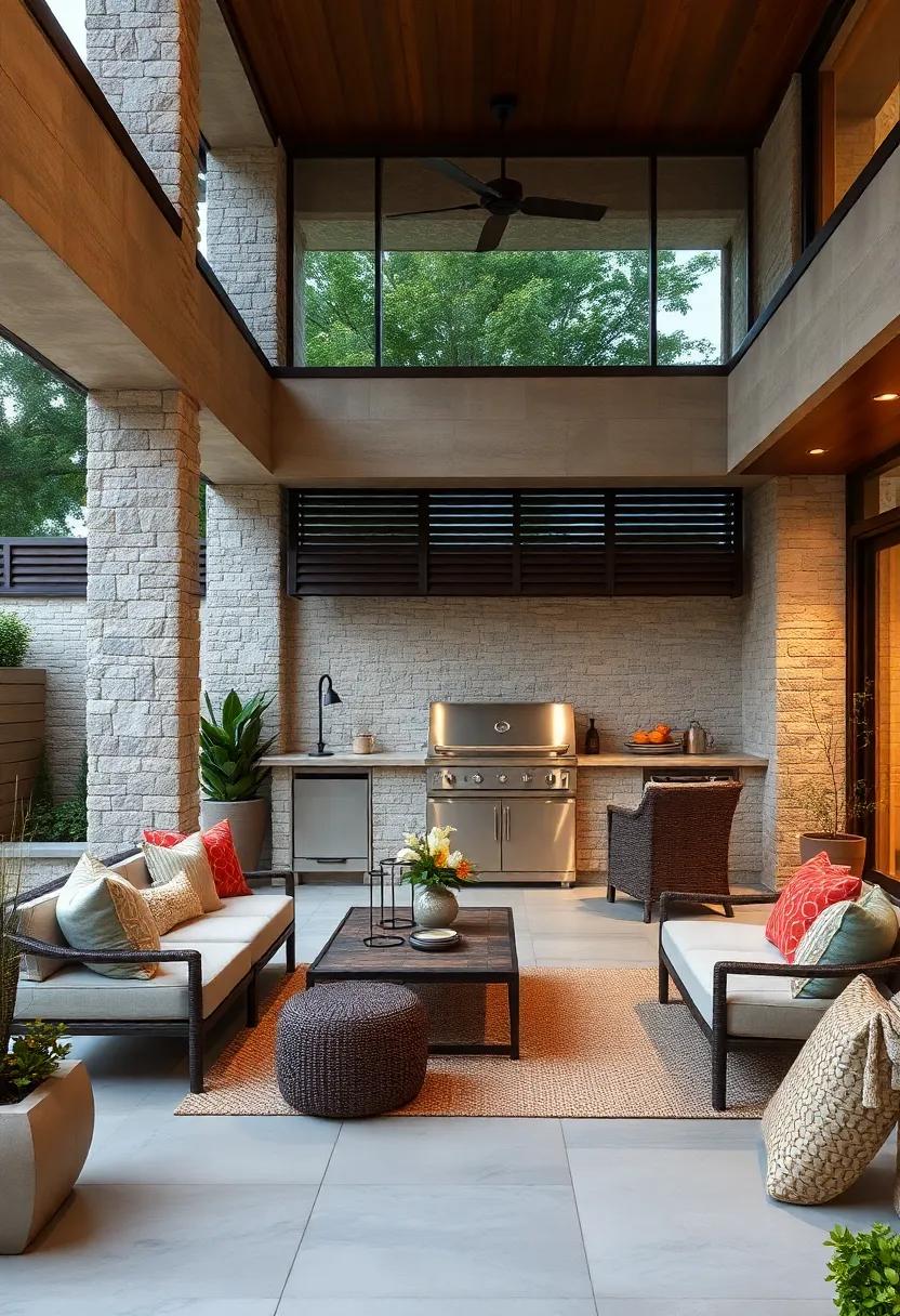 Elegant Built-In Grills and Outdoor Kitchens Showcasing Stainless Steel and Quartz Surfaces