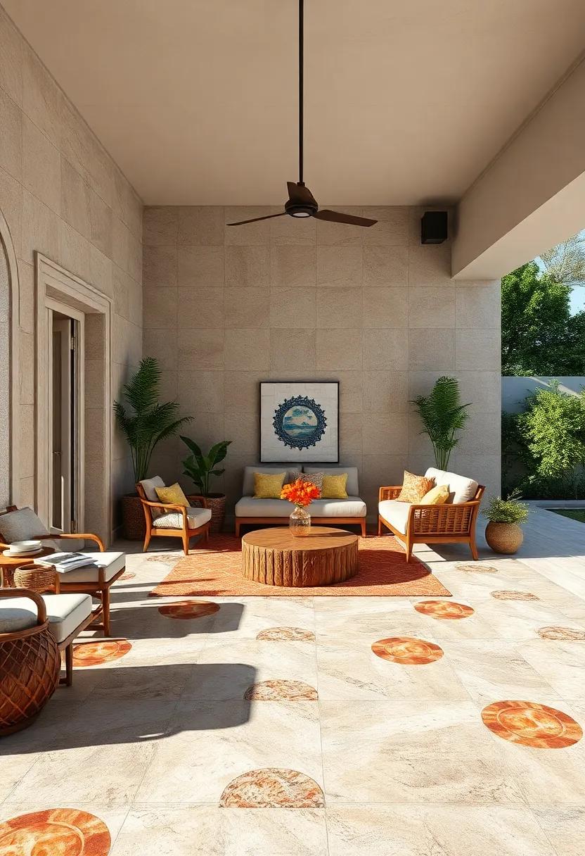 Vibrant Mosaic Tile Patterns Creating Artistic Focal Points Across Floor and Walls