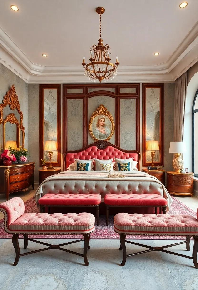 Rich Mahogany Dressers and Tufted Benches Combining Classic and Modern Luxury