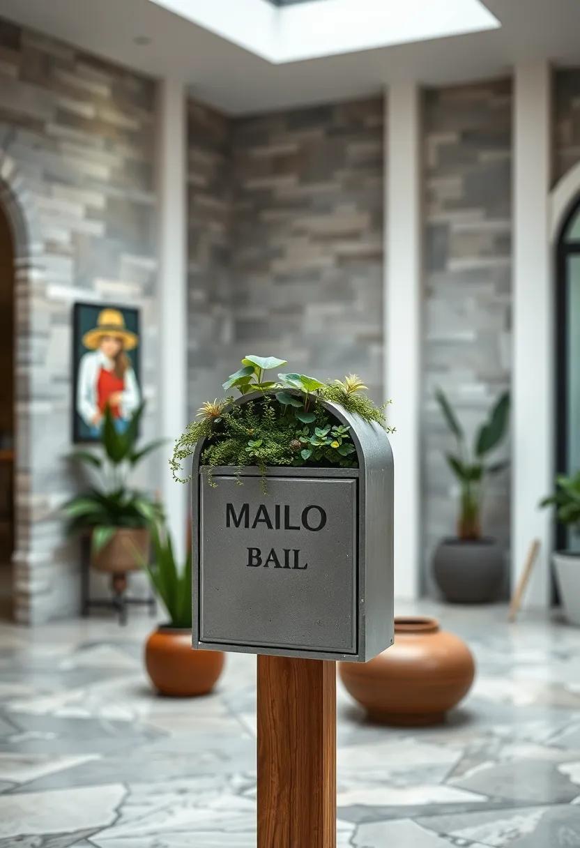 The Delicate Balance of Miniature Plants Thriving on a Compact Mailbox Roof Garden