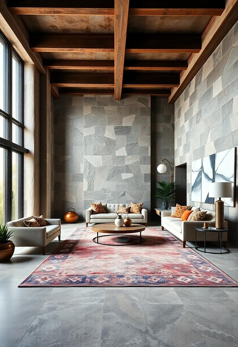 Layered Rugs with Contrasting Patterns and Textures Adding Warmth and Complexity to Floors