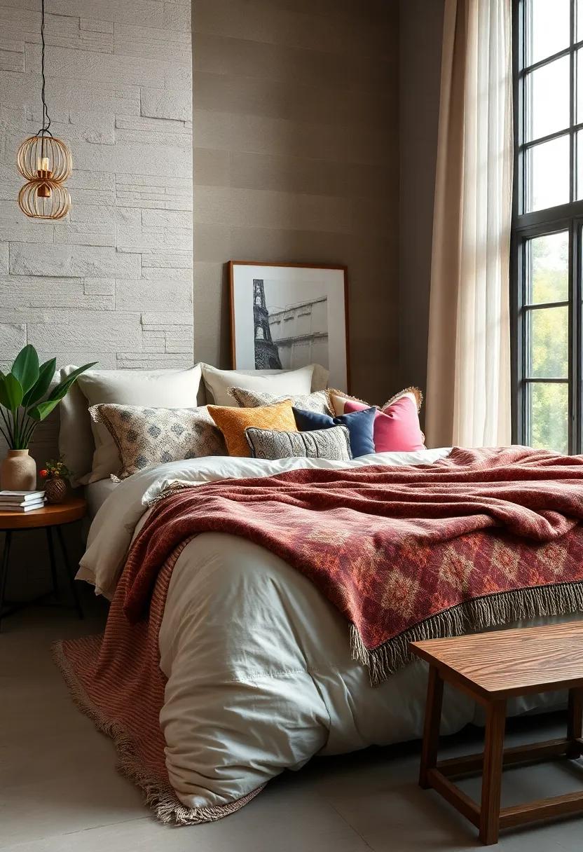 Layered Bedding with Plush Quilts, Patterned Throws, and Multiple Textural Pillows