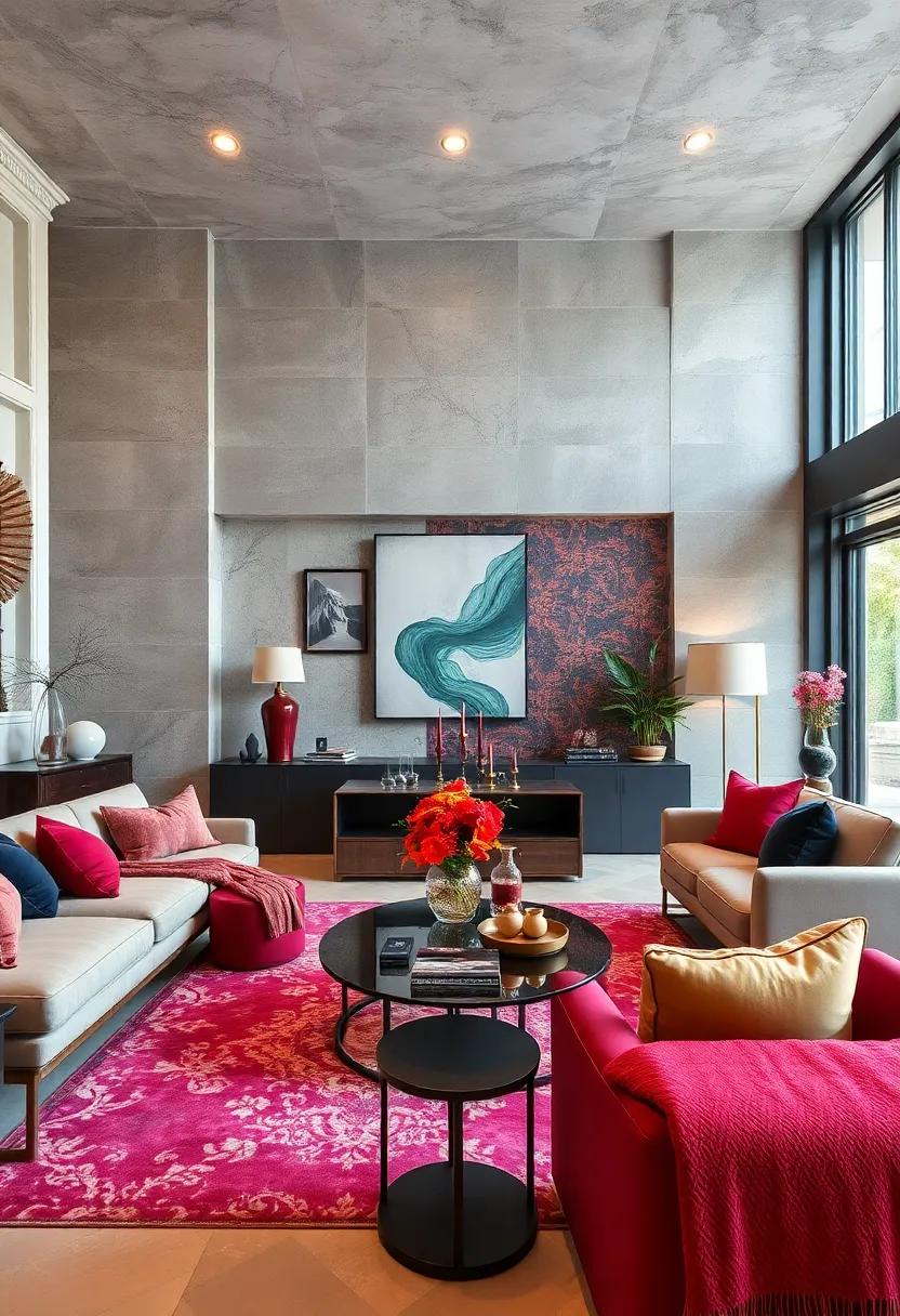 Statement Art Pieces Juxtaposed with Classic Frames to Create Visual Tension and Interest