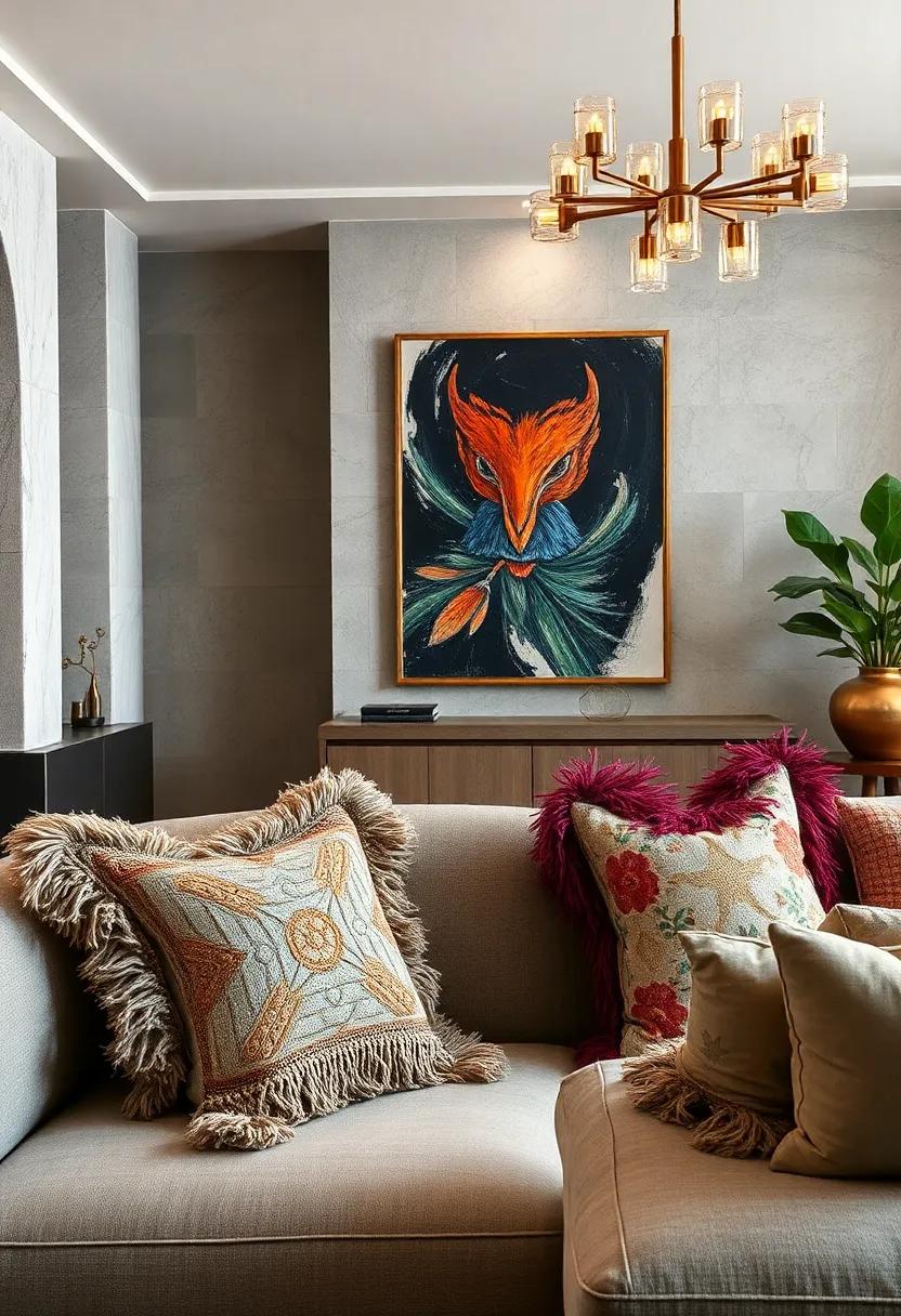 Textured Throw Pillows Combining Embroidery, Fringe, and Patchwork in Lavish Compositions