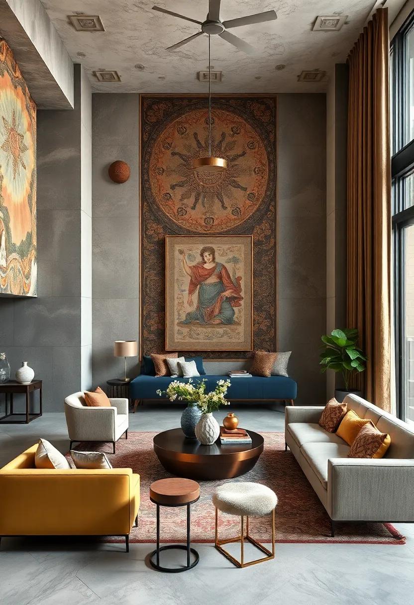 Intricate Wall Treatments Featuring Tapestries and Ornate Wallpapers with Dramatic Flair