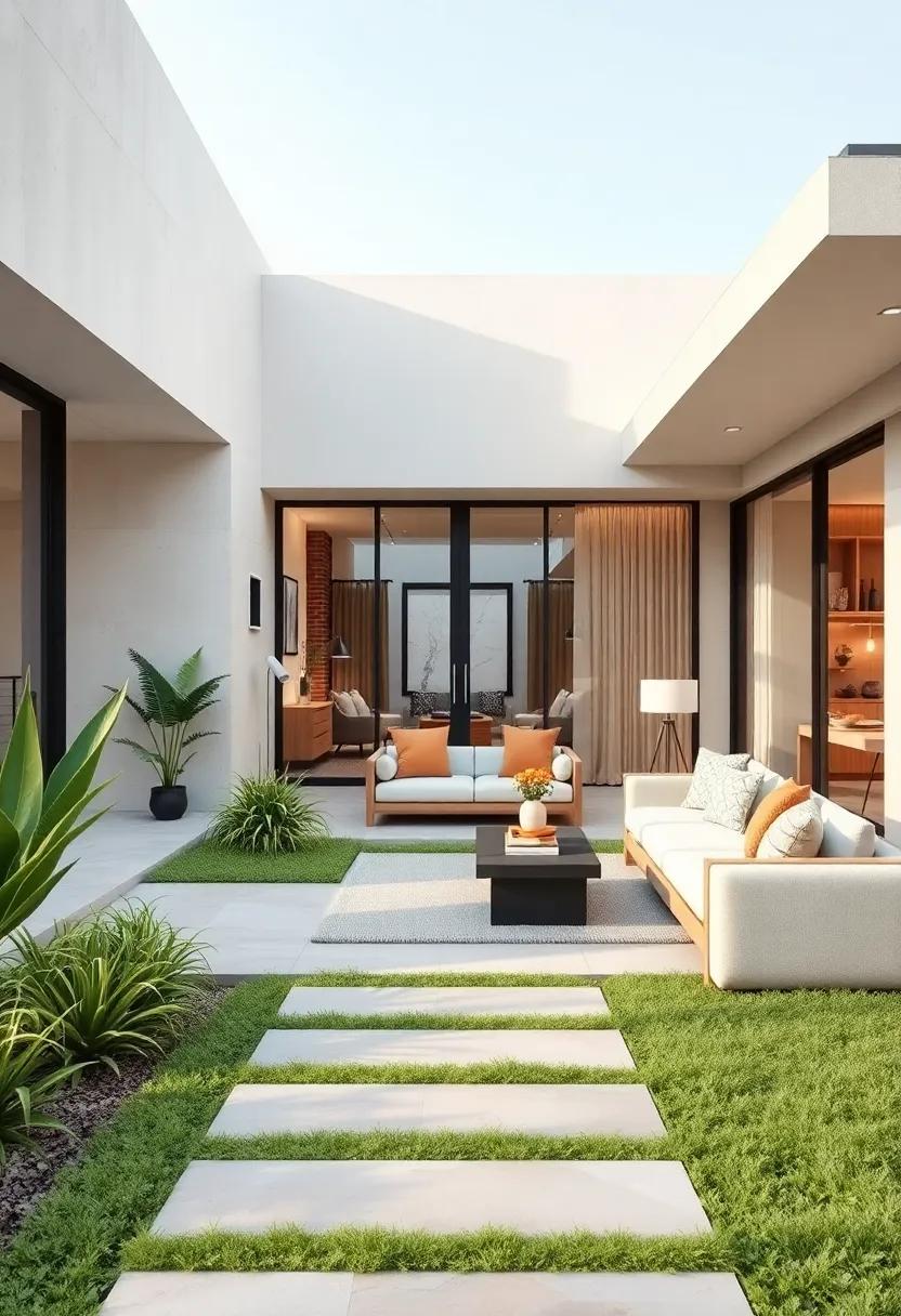 Elegant Use of Neutral Color Palettes Enhancing the Subtle Sophistication of Minimal Front Lawns