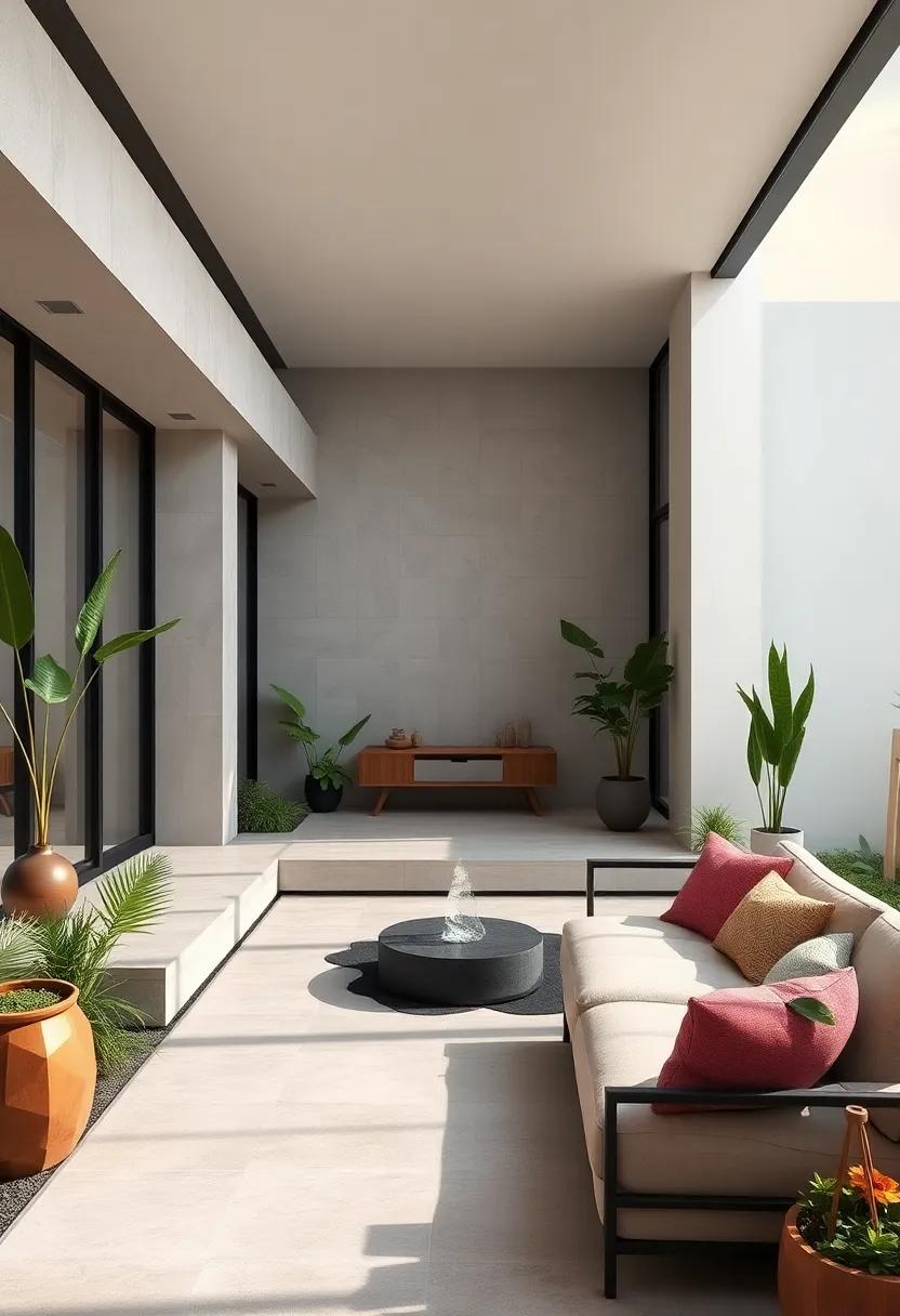 Water Features as Subtle Focal Points Adding Serenity Without Overpowering Simple Designs