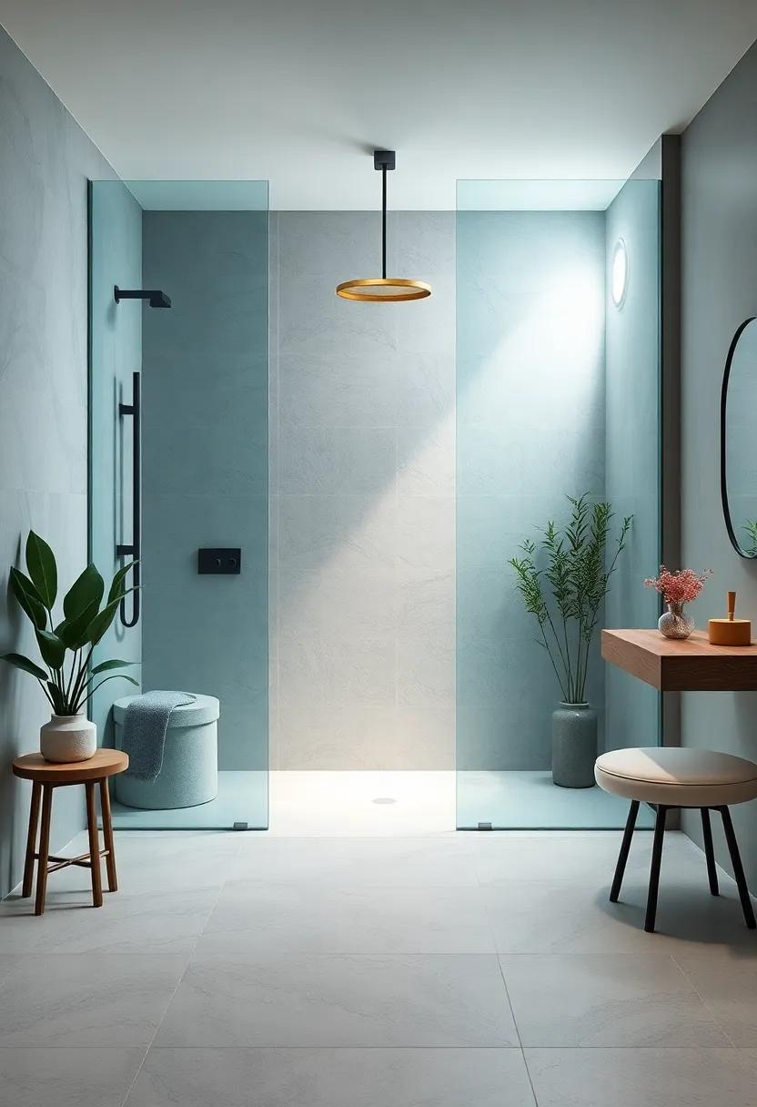 Calming Hues of Sage and Soft Blue Integrating Nature-Inspired Serenity into Modern Shower Spaces