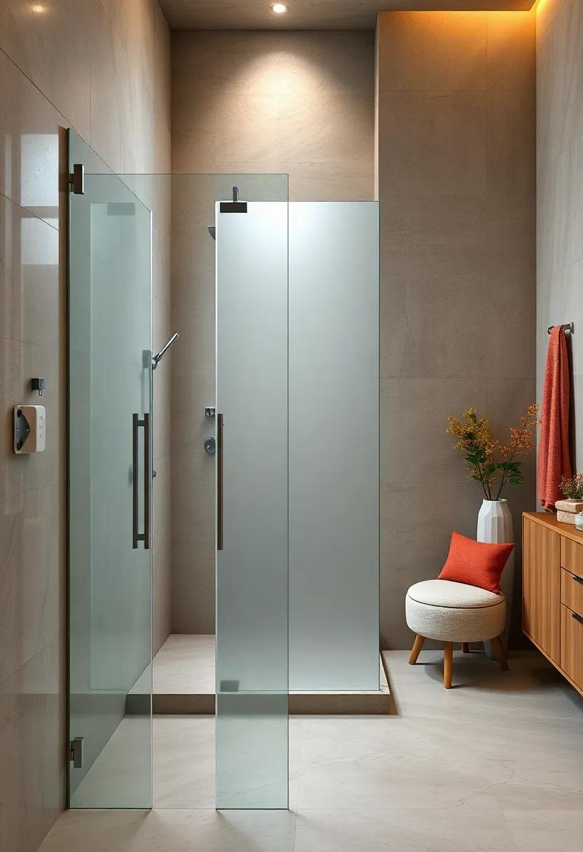 Delicate Frosted Glass Doors with Slim Profiles Enhancing Privacy While Maintaining Light and Openness