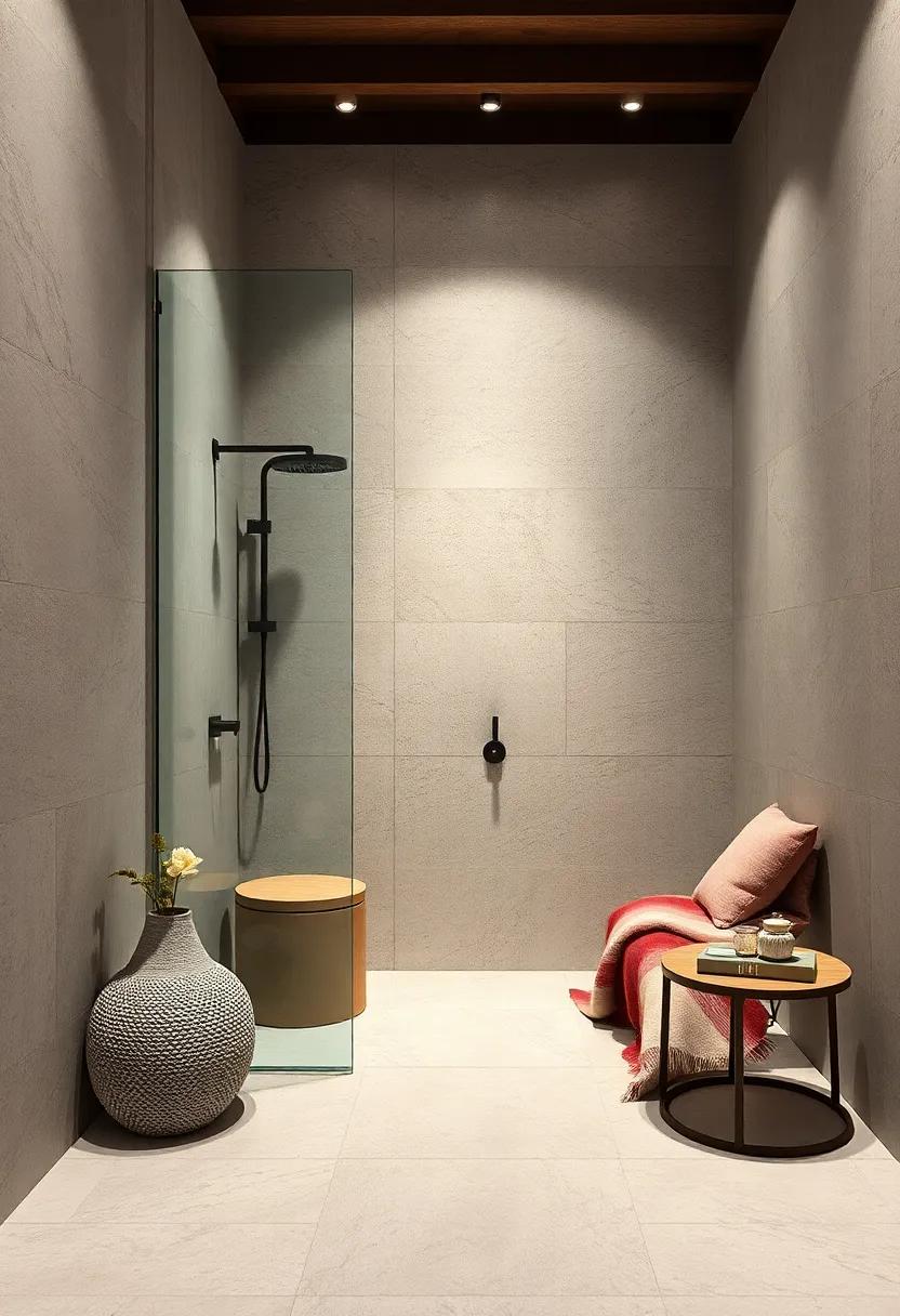 The Harmony of Vertical and Horizontal Lines Inside a Minimalist Shower for Visual Interest and Flow