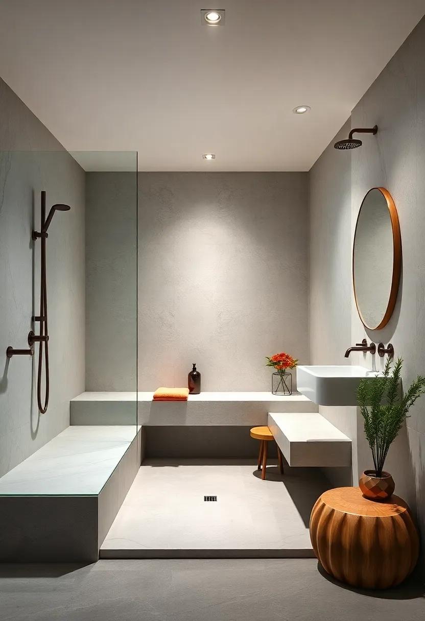 Minimalist Shower Benches Crafted from Smooth, Solid Surfaces Offering Subtle Function and Shape