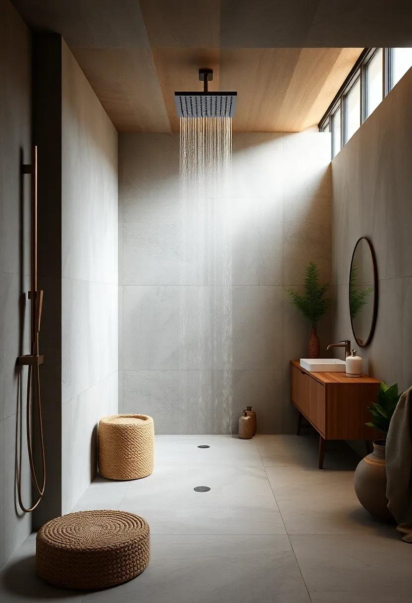 Slimline Rainfall Showerheads with Chic Metal Accents Offering Modern Functionality and Style