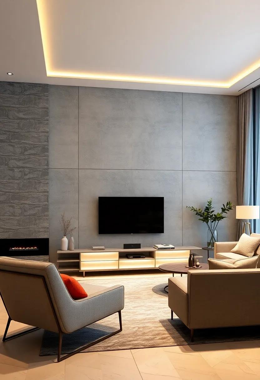 Integrated LED Lighting Accentuating Minimalist TV Units with Soft Ambient Effects