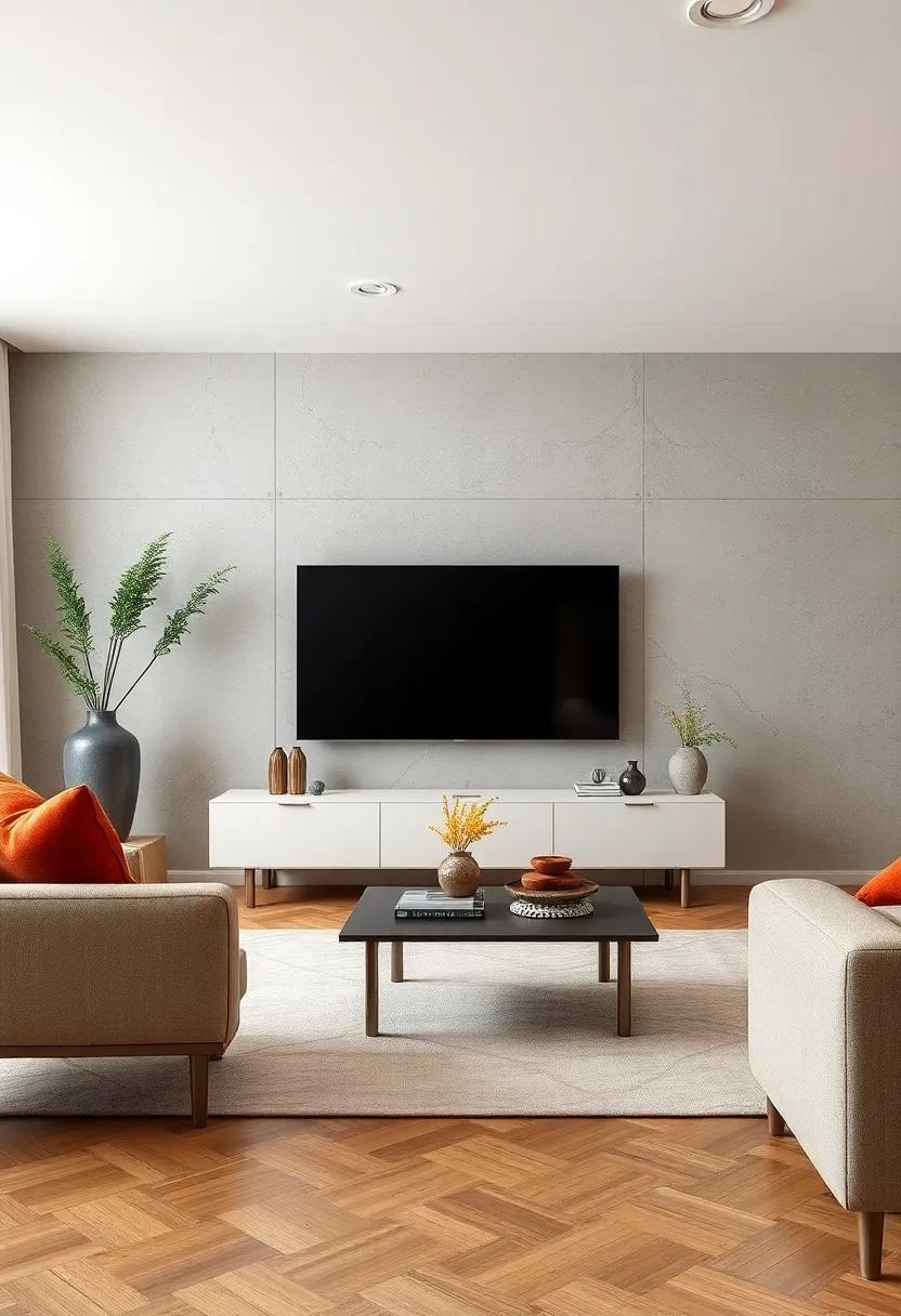 Delicate Metal Legs Supporting Lightweight Minimalist TV Stands with Elegance