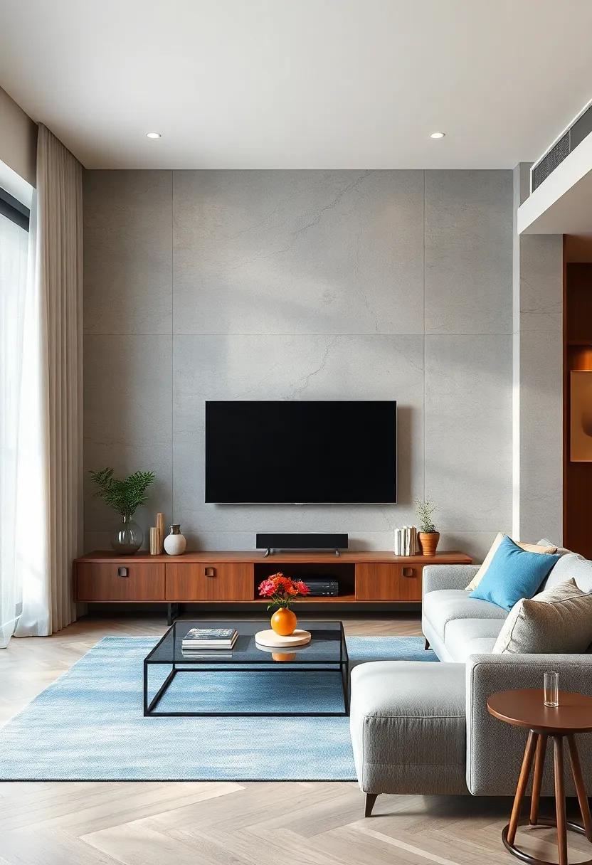 Glass and Metal Combinations Creating Airy and Lightweight Minimalist TV Designs