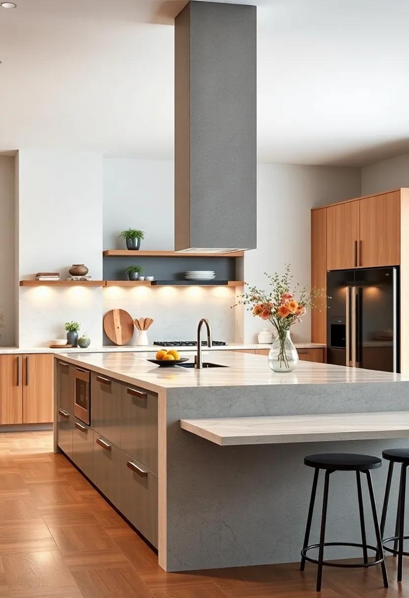 Contrasting Textural Surfaces Creating Depth And Drama On Kitchen Island Facades