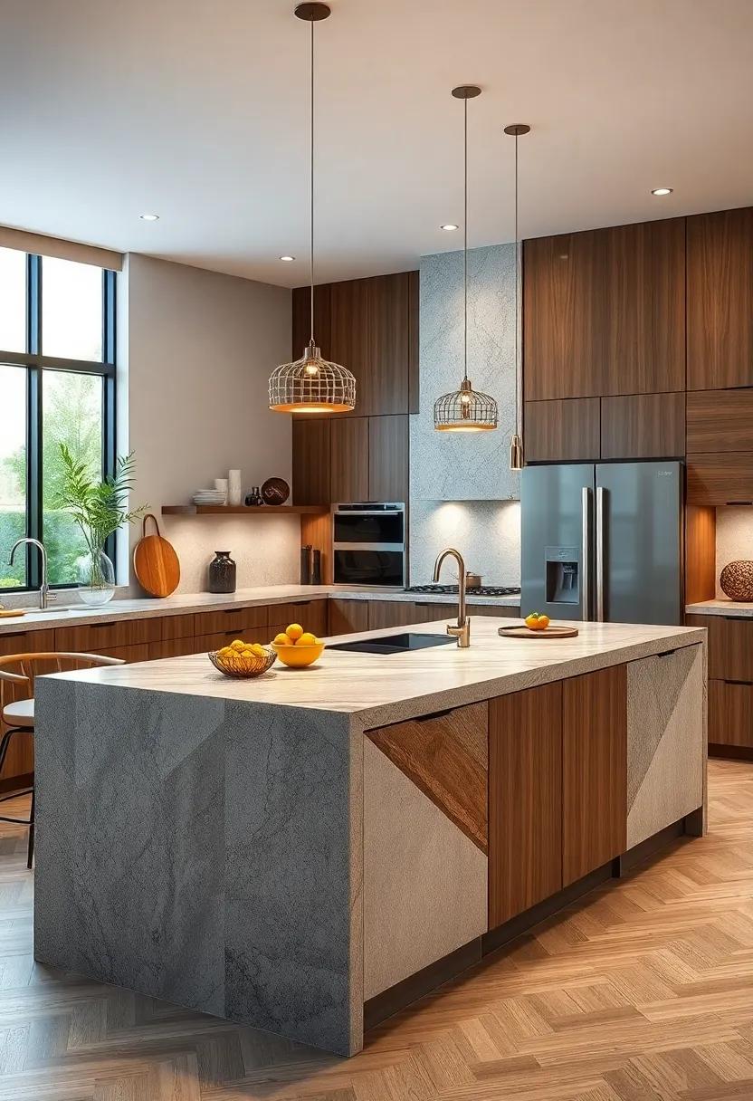 Mixed Materials Creating Dynamic Contrasts On Kitchen Islands For A Unique Visual Appeal