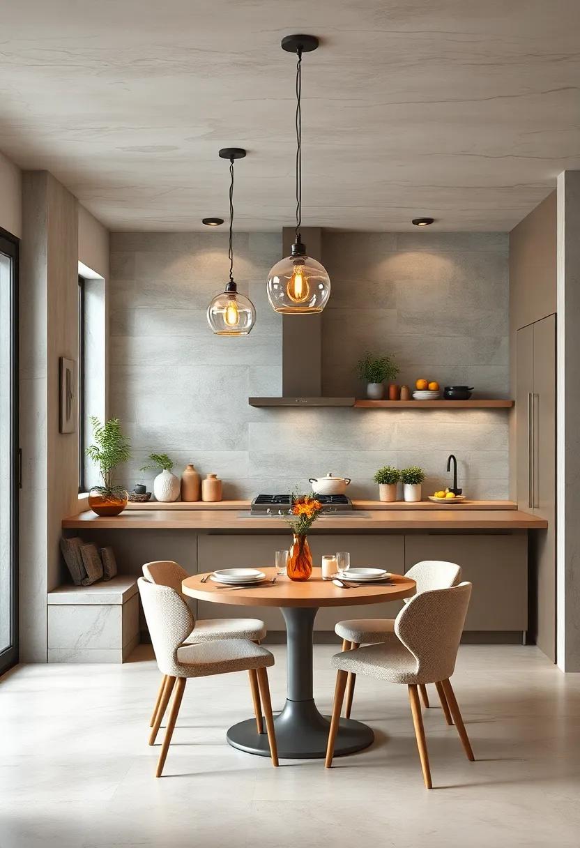 Arranging Pendant Lights with Adjustable Warm Hues to Set a Relaxing Mood Over Intimate Dining Corners