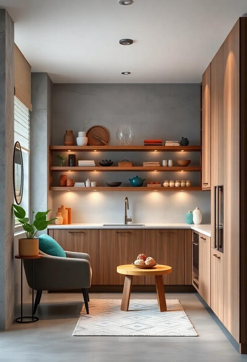 Balancing Open Shelving with Closed Cabinets Around the Nook for Functional Elegance and Aesthetic Appeal