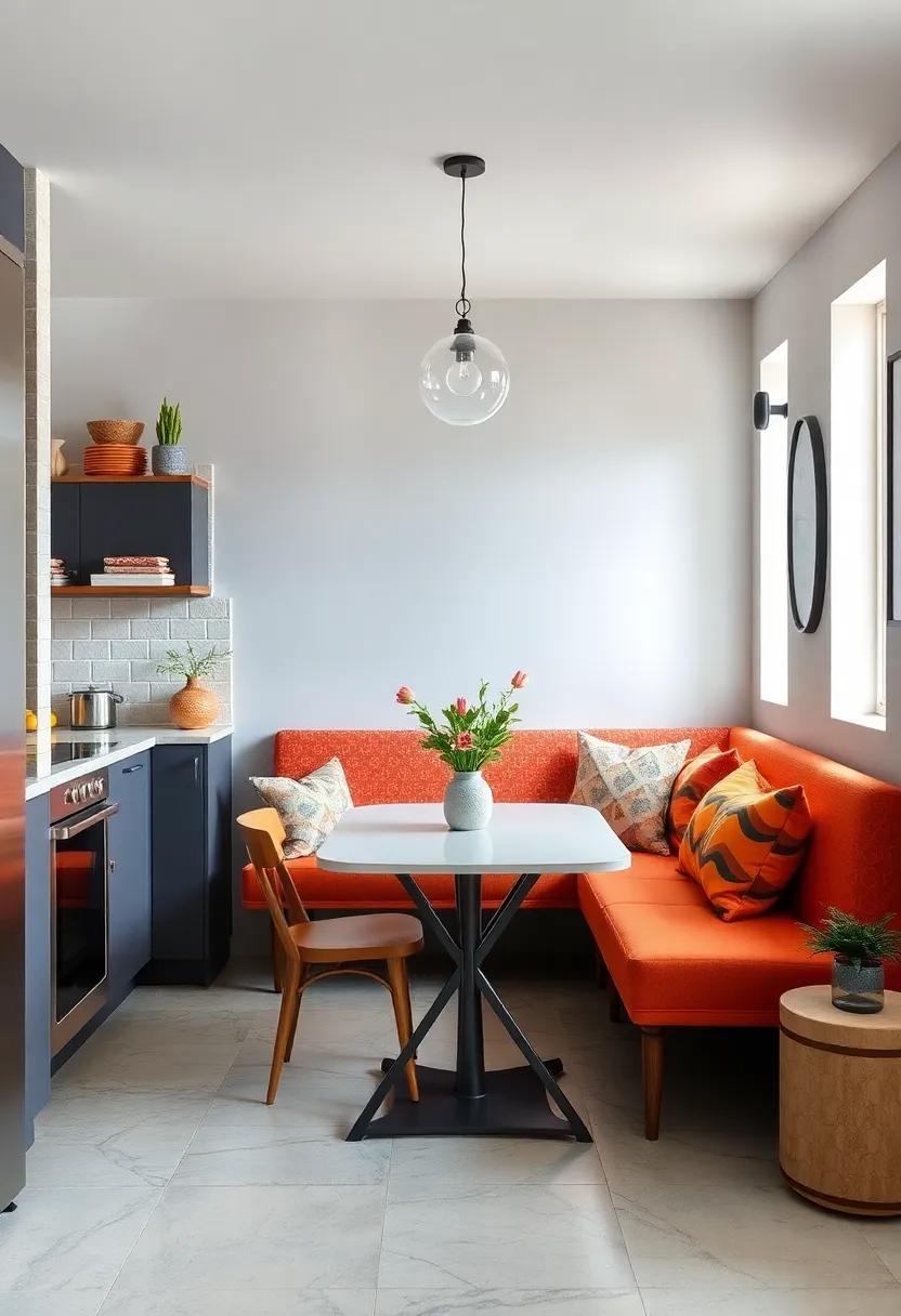 Using Bold Patterns and Vibrant Colors in Upholstery to Add Personality and Energy to Tiny Kitchen Nooks