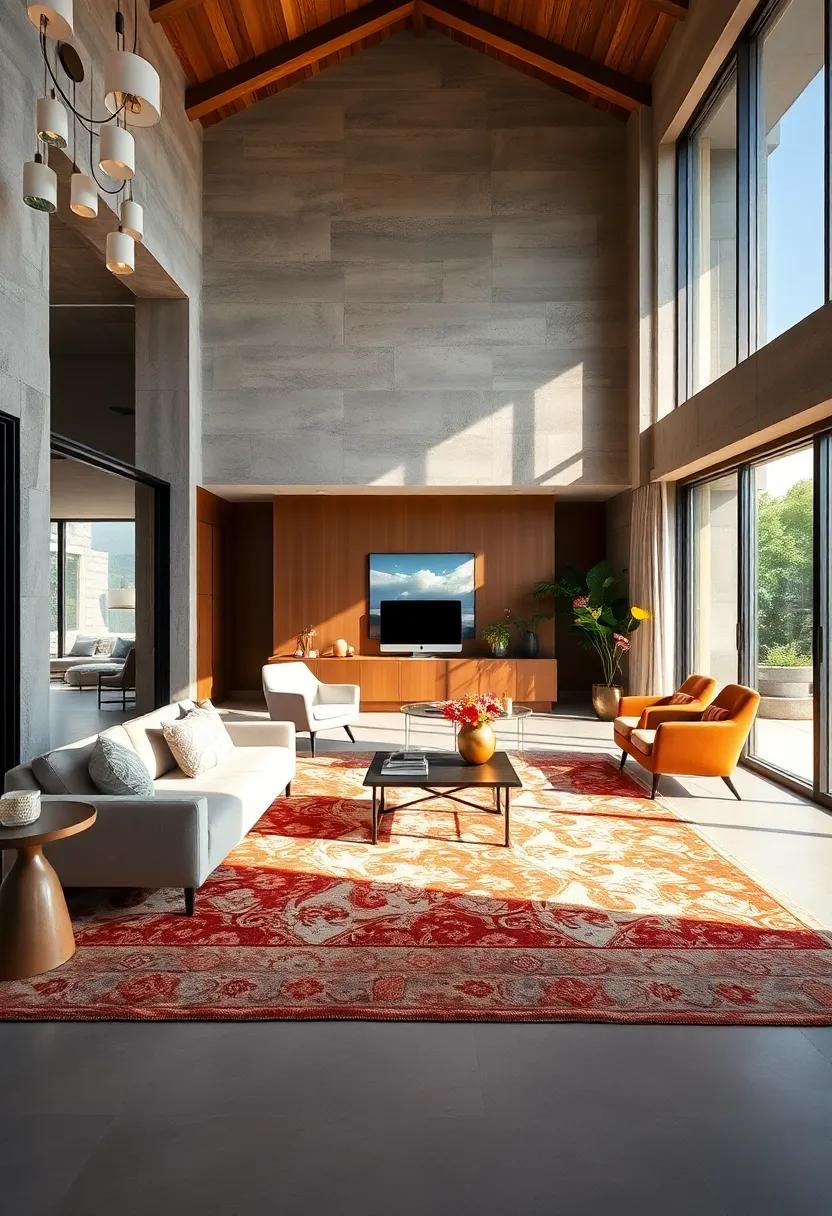 Strategic Placement of Area Rugs to Define Work Zones Within Open Floor Plans