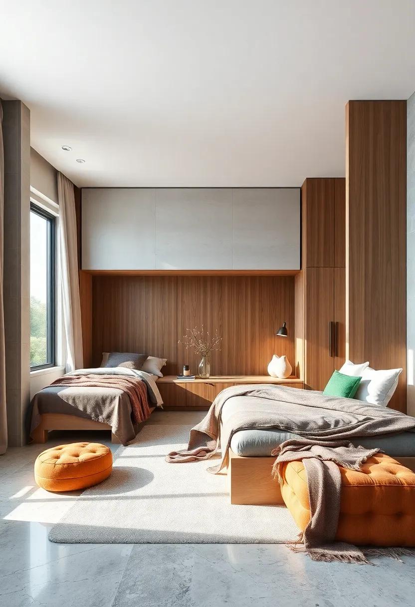 Minimalist Partition Designs that Maximize Natural Light and Open Feel in Shared Bedrooms