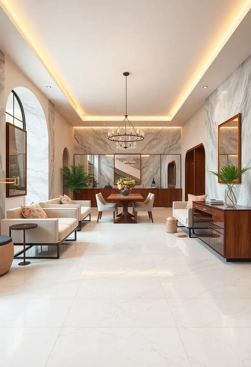 Achieve a Luxurious Look with Glossy White Marble Tiles Highlighting Natural Veining and Reflective Surfaces