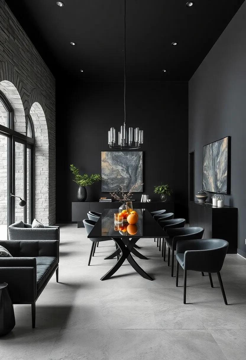 Explore the Drama of Deep Charcoal Walls Paired With Matte Black Furniture for a Bold Monochromatic Statement