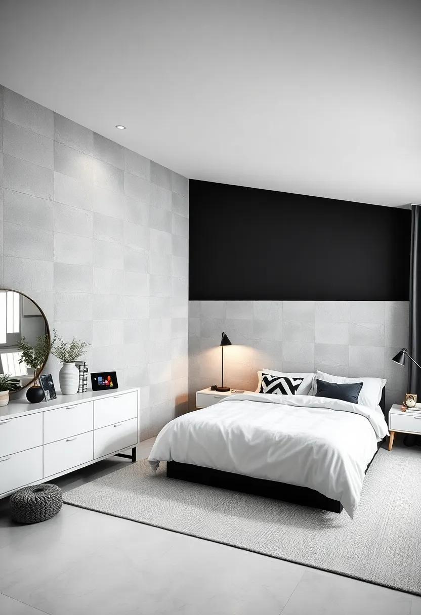 Bold Black and White Contrast Enhancing Modern Minimalist Kids Bedroom Design