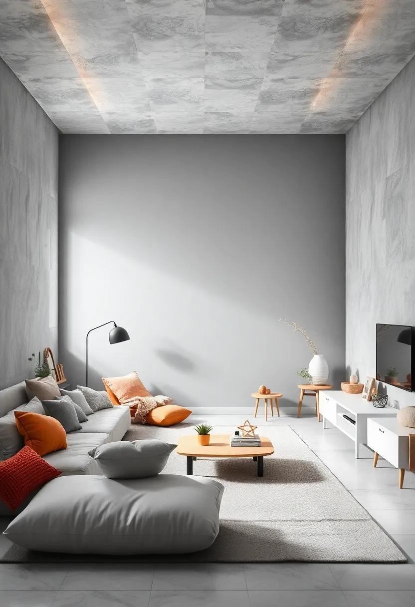 Calm Gray Gradients as a Background Setting for Minimalist Kids Room Furniture Layouts