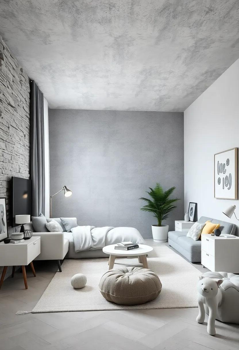 Layering Shades of Gray with Pops of White to Bring a Modern Edge to Kids Room Decor