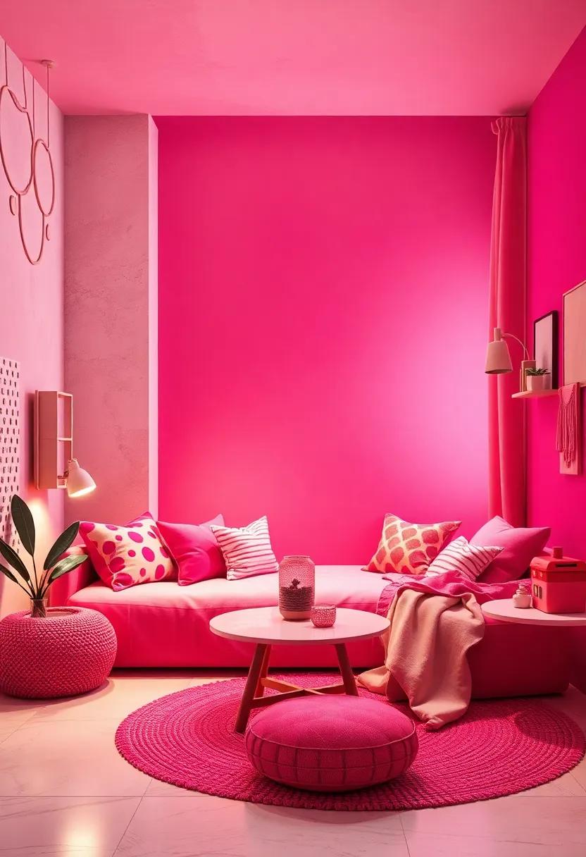 Playful Pink and Magenta Hues Creating a Cozy yet Energetic Monochrome Kid's Corner