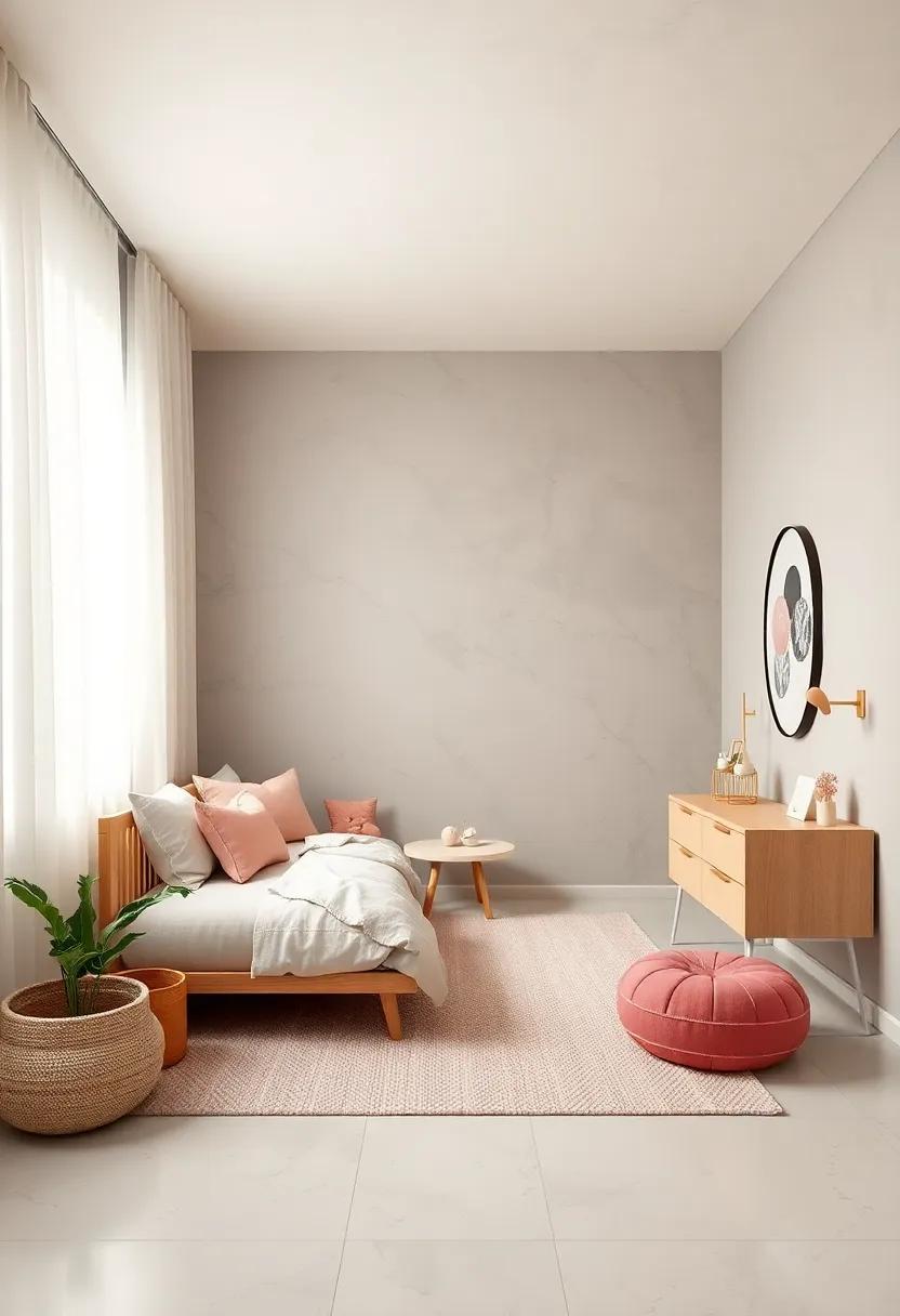 Soft Taupe and Dusty Rose Creating a Gentle Monochrome Theme for a Stylish Little Girl's Room