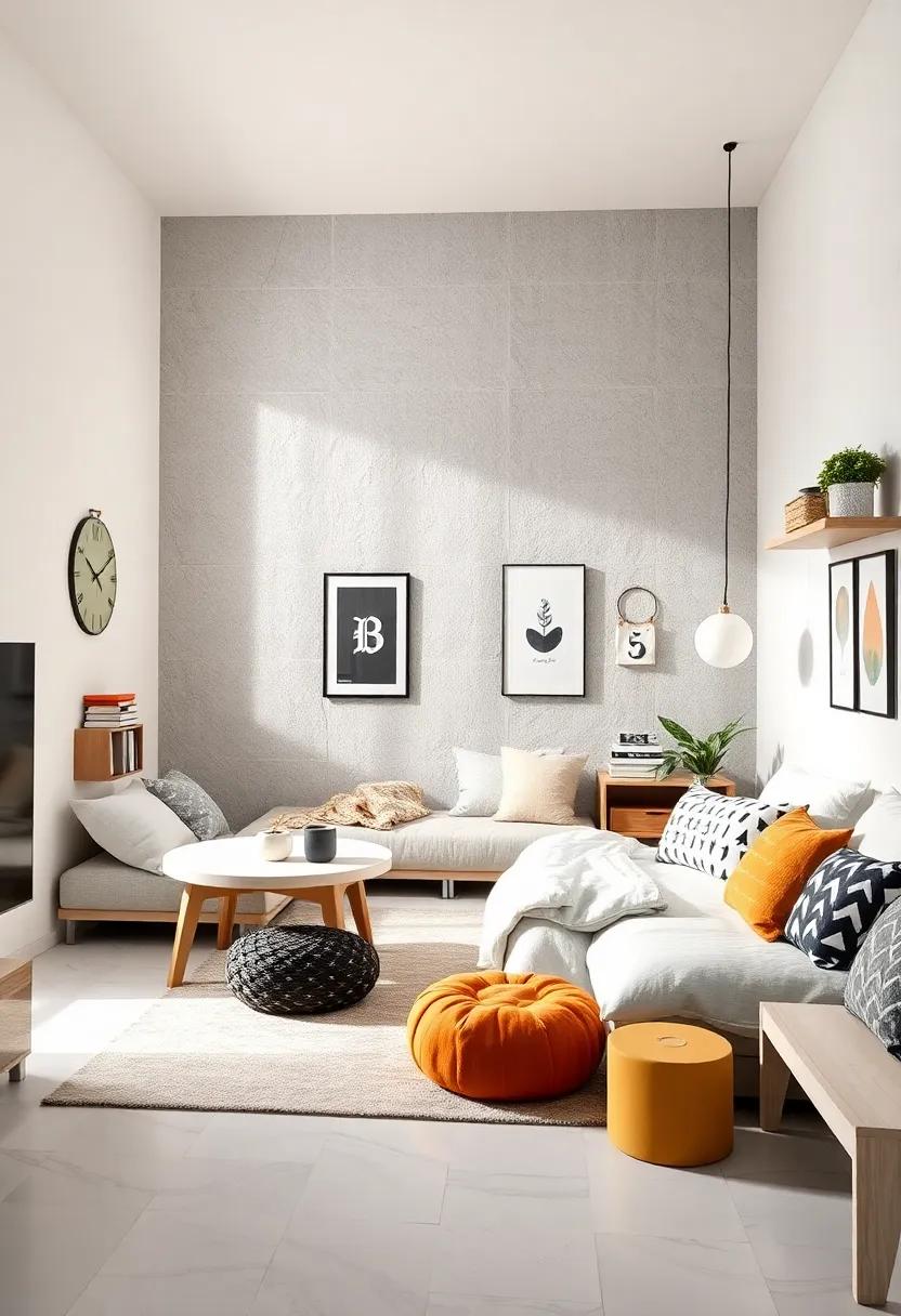 Soft Lighting Enhances the Monochrome Tones Creating a Gentle Ambience for Play and Rest